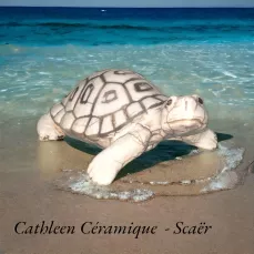 Tortue réalisée en Raku, Cathleen Céramique, Scaër