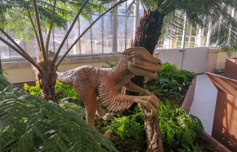 Sculpture d'un vélociraptor - Jardin des Plantes de Rouen