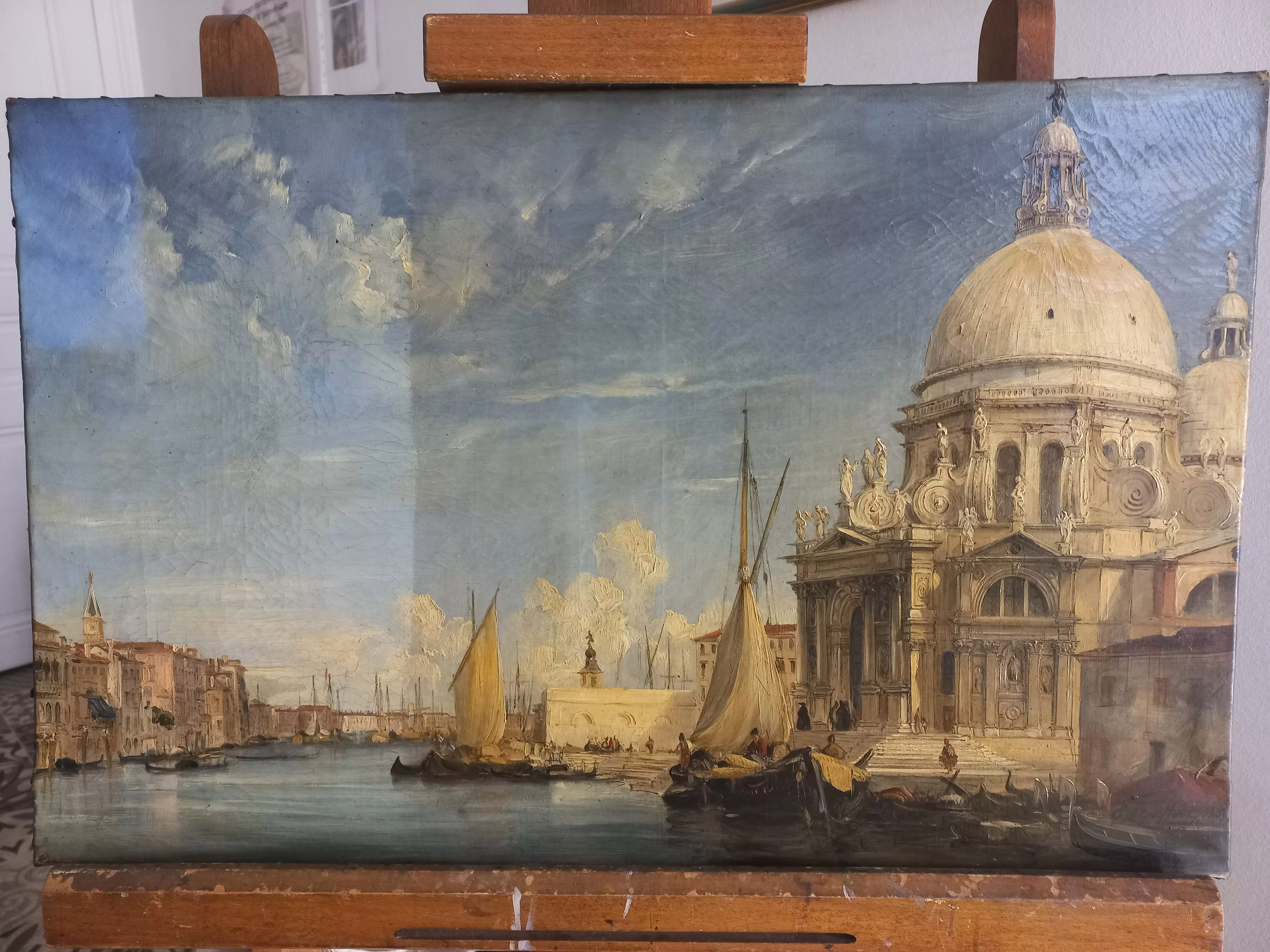 Musee Denon, Vue de Venise, par le peintre Raffort (décrassage en cours et test de dévernissage)