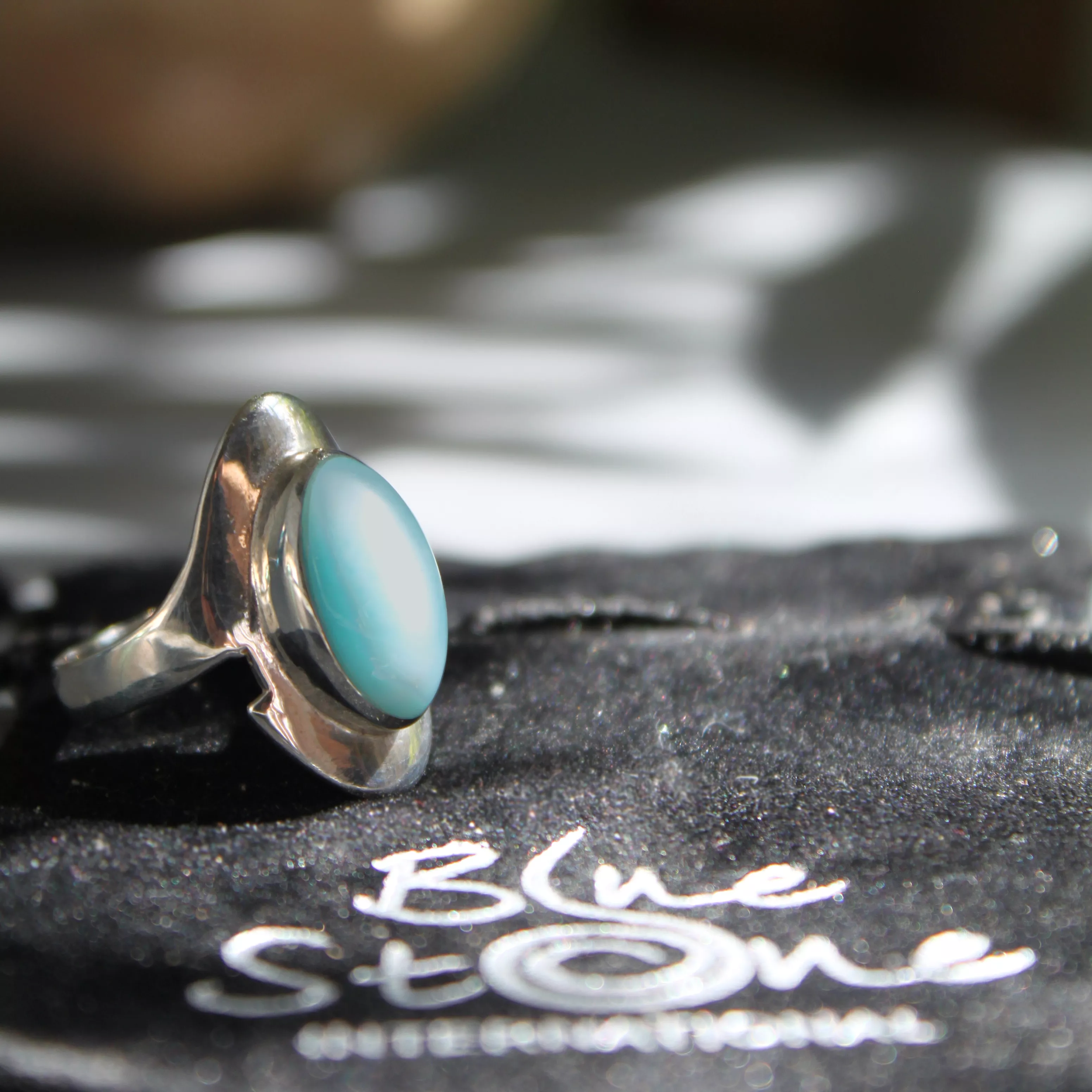 bague argent et Larimar BG627