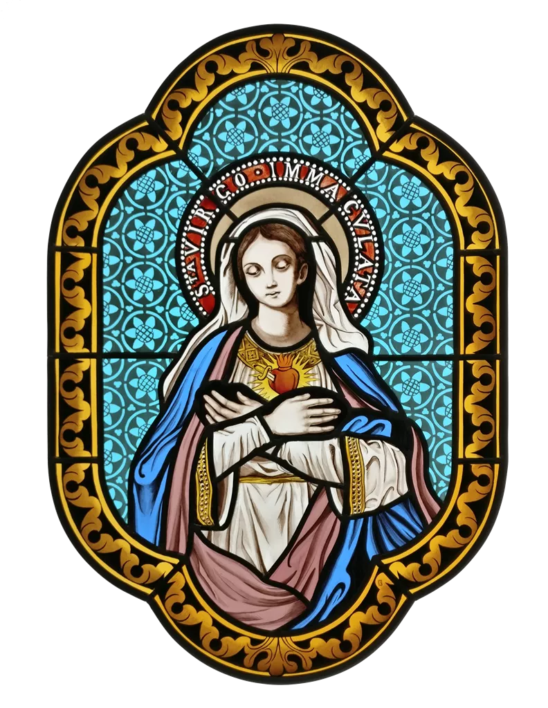 Création d'une vierge 19ème en vitrail et peinture sur verre