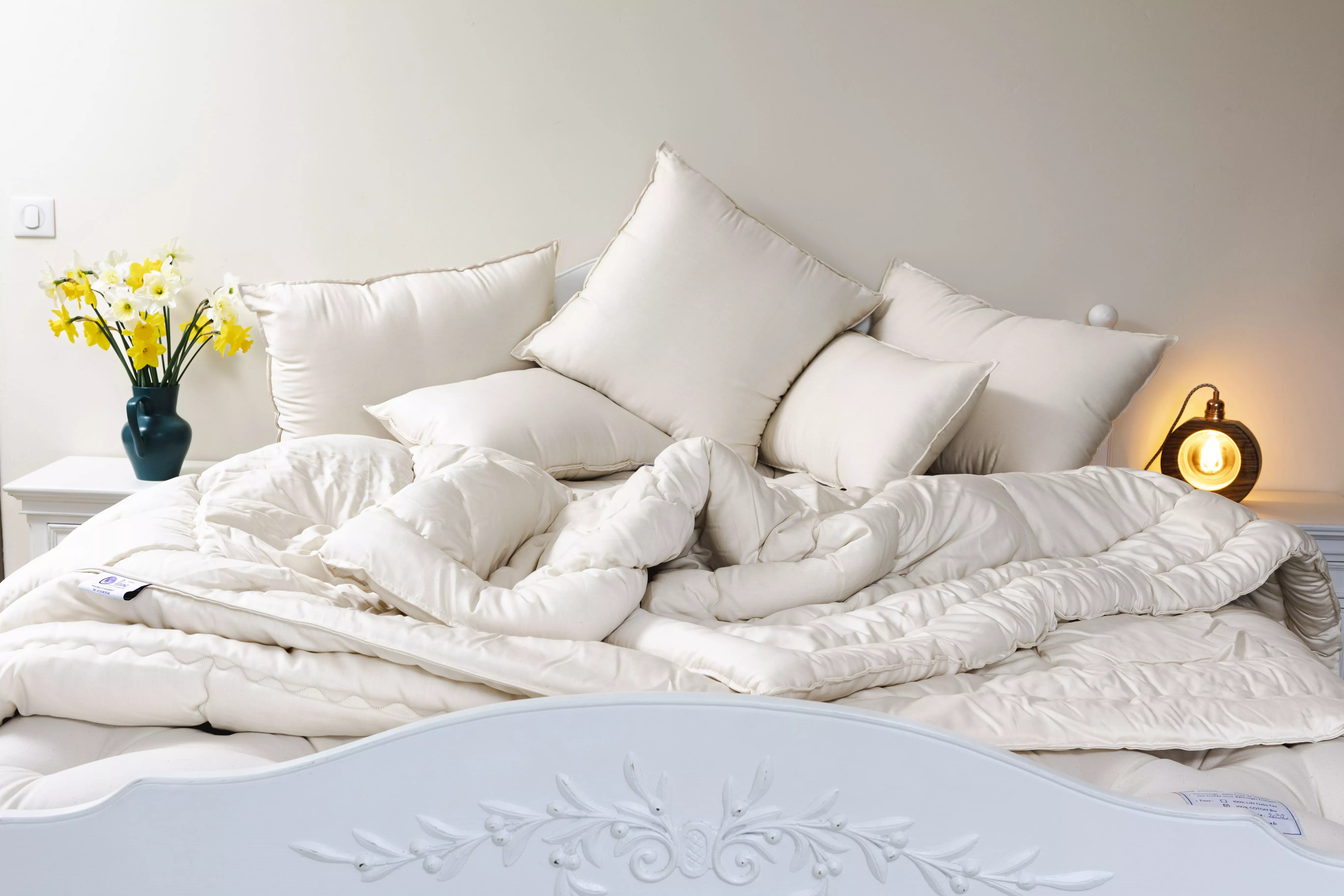 Ensemble de literie en laine de mouton, matelas couette et oreillers