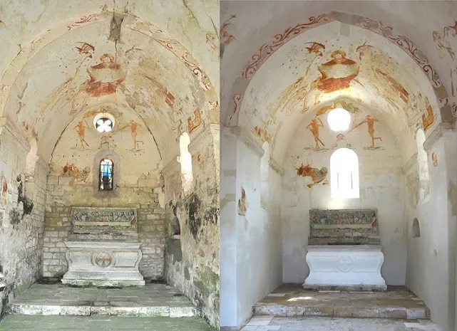 Avant/Après restauration de la Chapelle du Vieux Astre, Sepvigny (55)