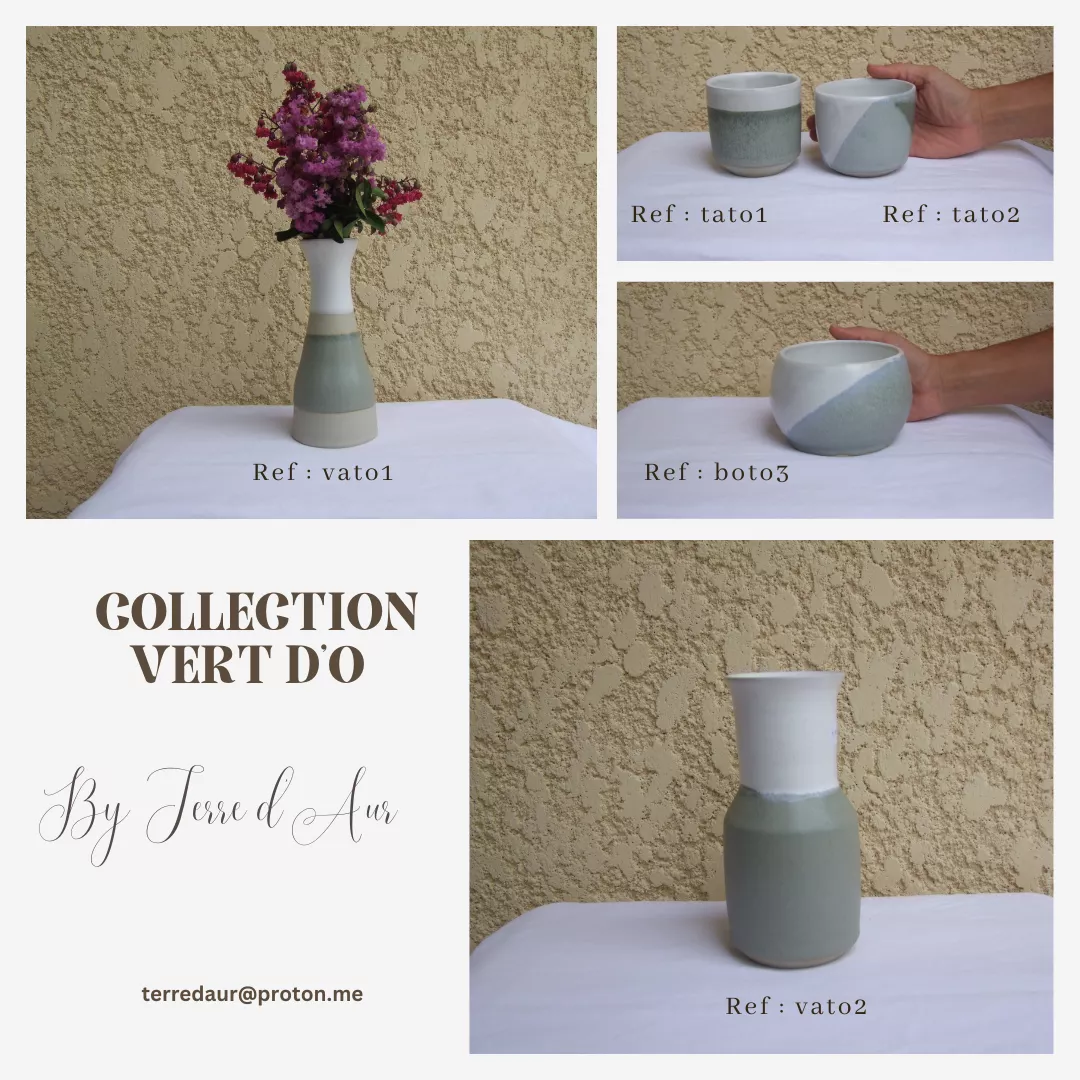 Collection Vert d'O avec pot de fleurs petits et grands et vases