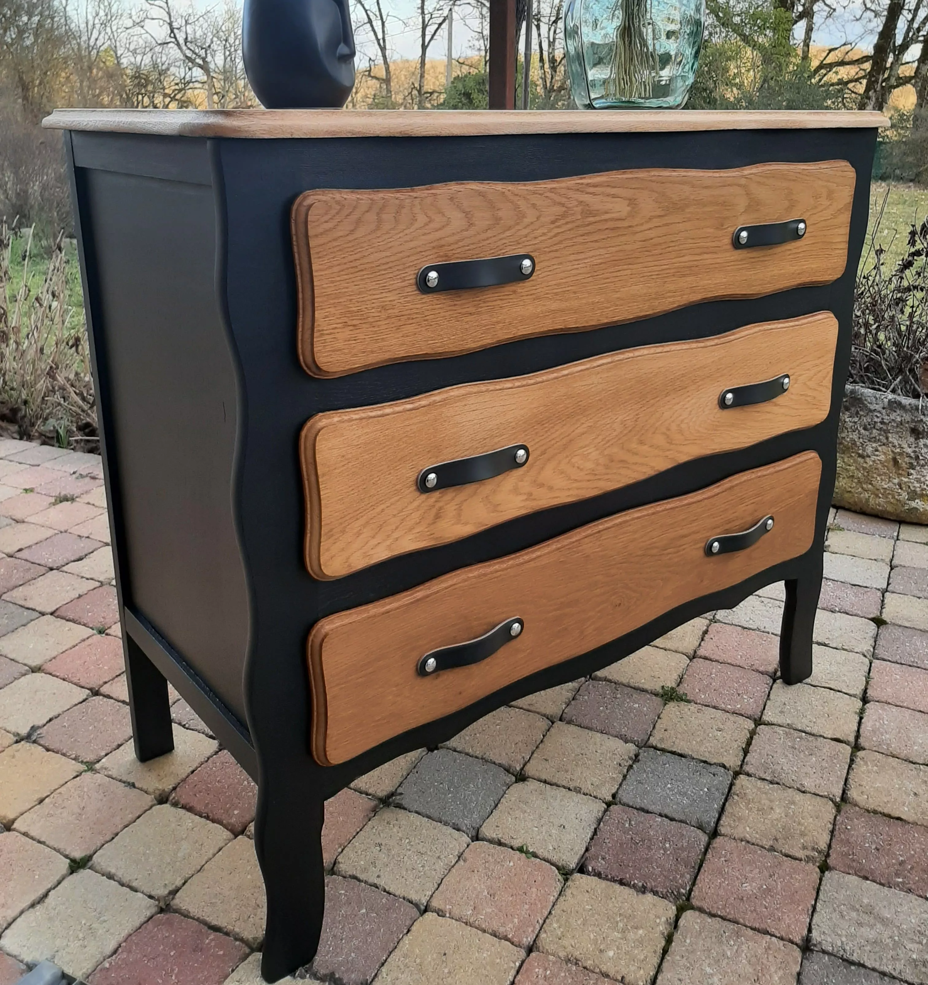 Commode bois brut /noir