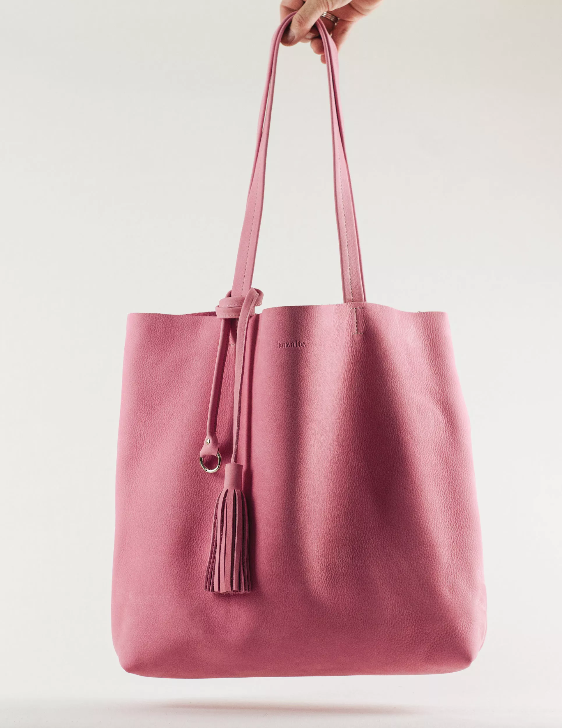 Sac cabas rose en cuir nubuck francais