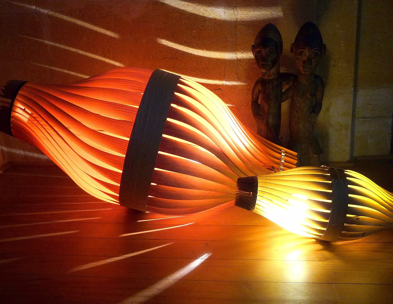 sculptures lumineuses bulm, en néomarqueterie