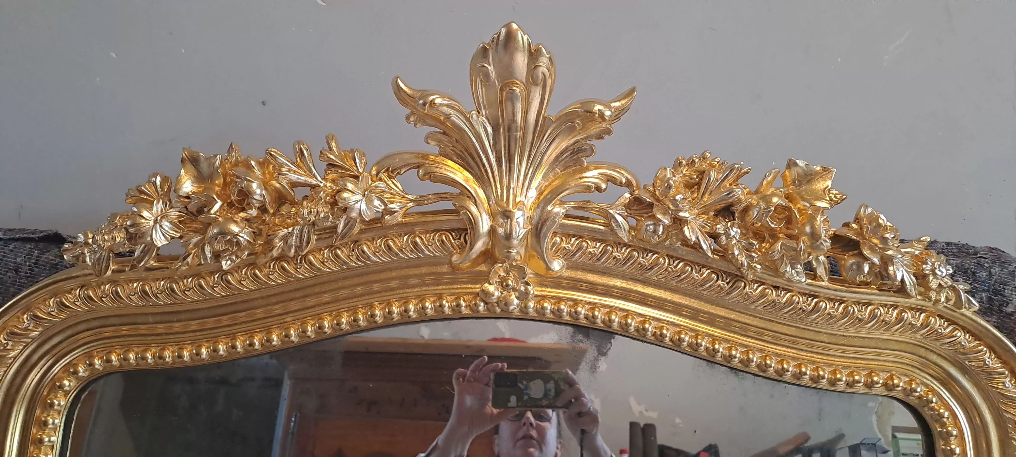 Restauration d'un miroir ancien, or 23 carats
