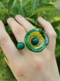 bague fleur verre filé 