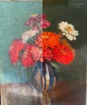 Avant / après d’un bouquet de fleurs